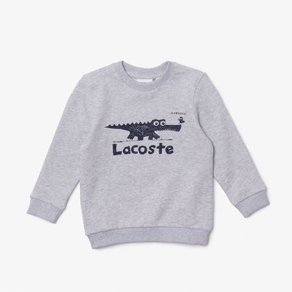 Kids' Lacoste Crocodile Print Crew Neck Sweatshirt