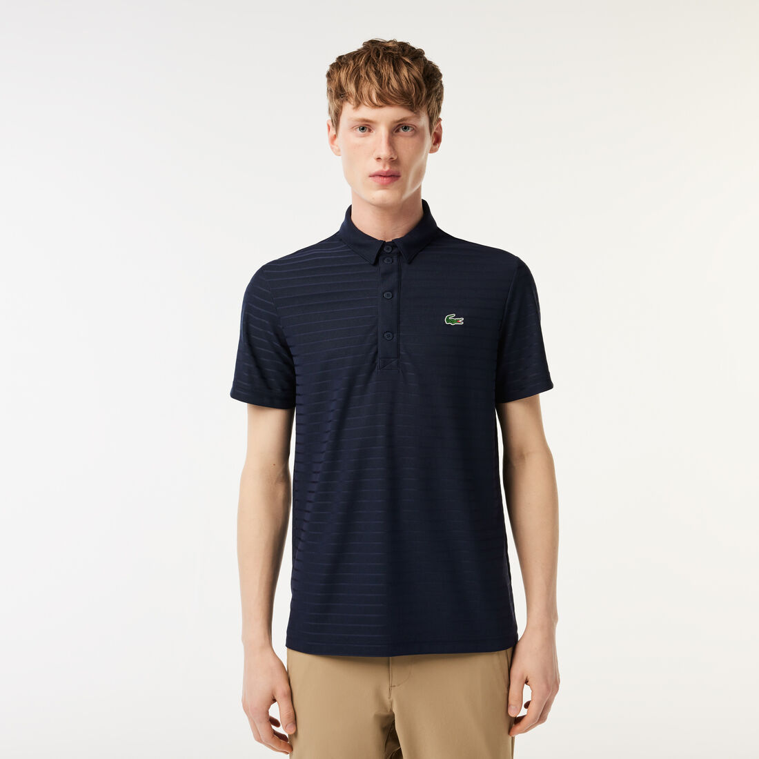Men's Lacoste SPORT Textured Breathable Golf Polo Shirt - DH6844-00-166