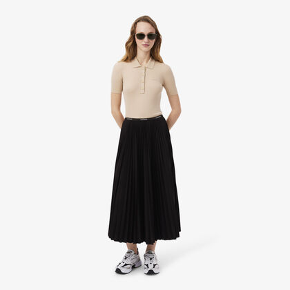 Long Pleated Elasticated Waist Skirt