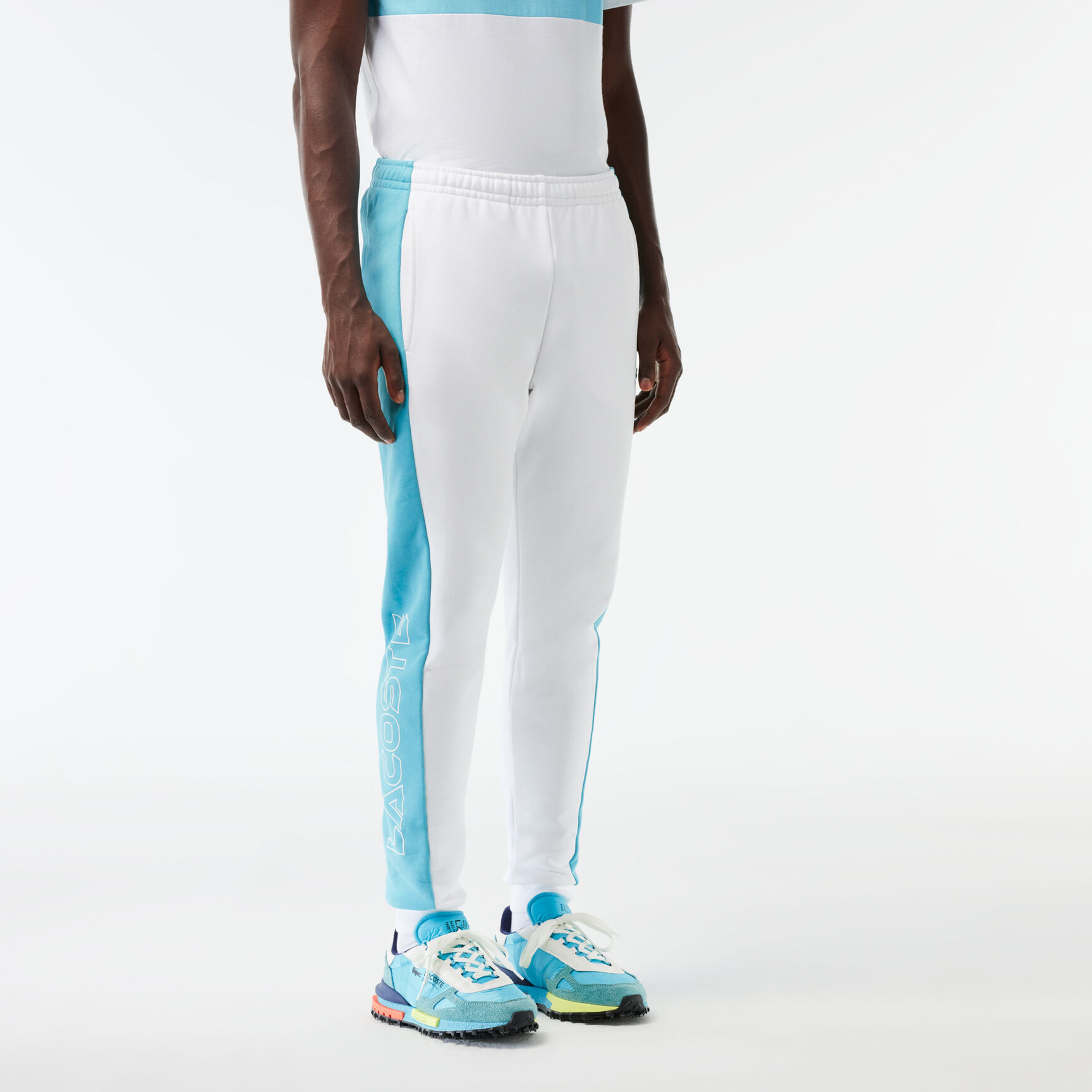 بنطال رياضي جاكار بنقشة شعار الماركة من مجموعة لاكوست باريس Colourblock Jogger Track Pants - XH1428-00-RI6