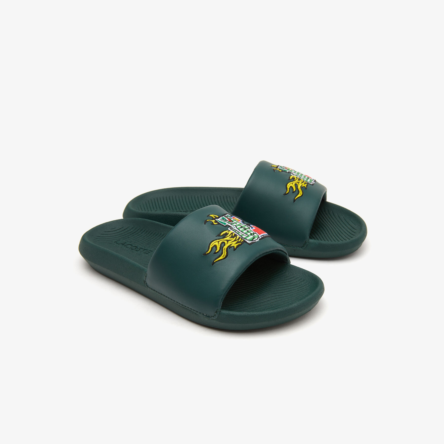men s lacoste croco synthetic slides