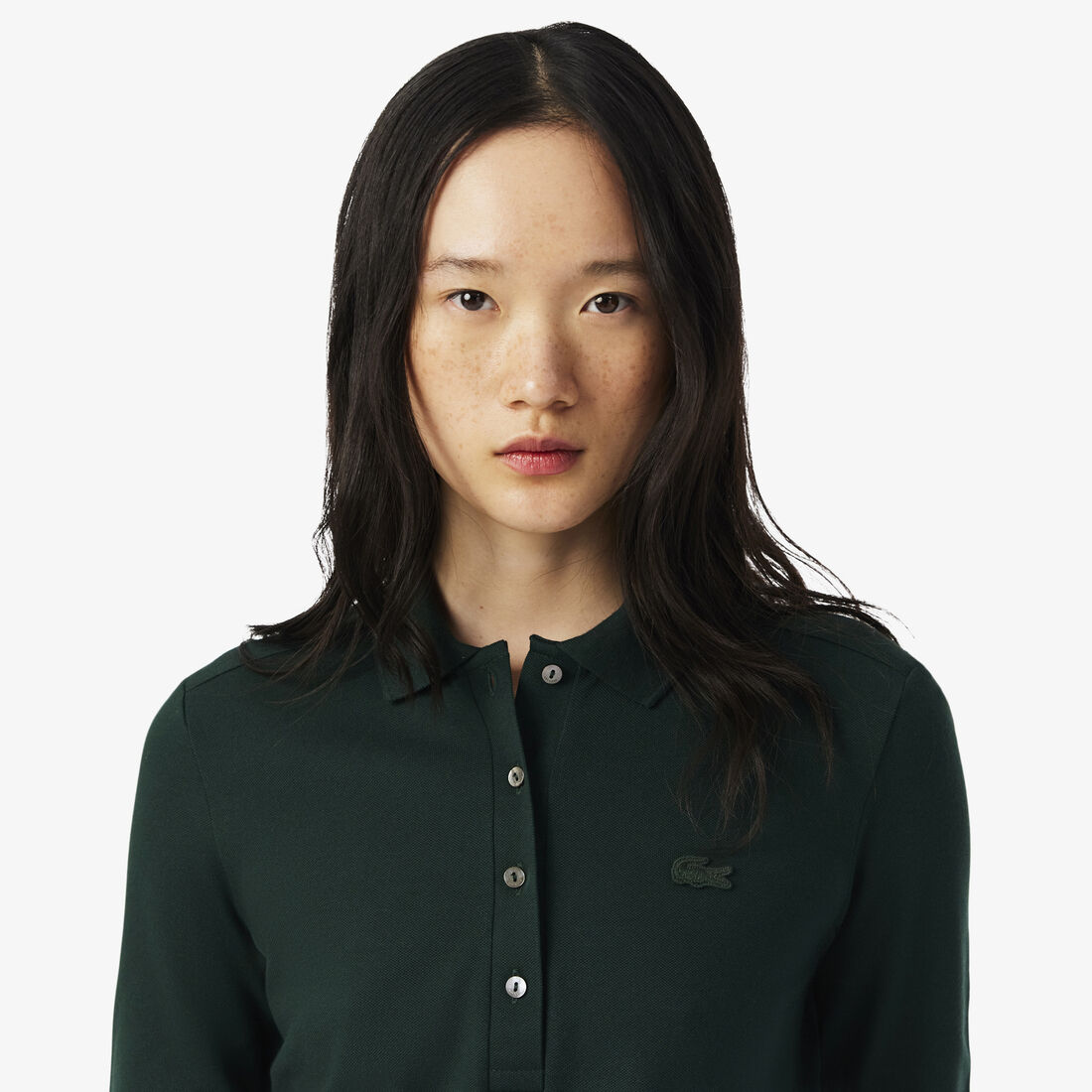 ثوب سباحة لاكوست قطعة واحدة من البولي أميد المعاد تدويره للنساء Women's Slim fit Stretch Pique Lacoste Polo Shirt - PF5464-00-YZP