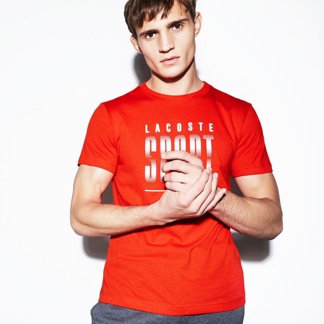 Men's Lacoste SPORT Crew Neck Lettered Tech Jersey Tennis T-shirt Men's Lacoste SPORT Crew Neck Lettered Tech Jersey Tennis T-shirt