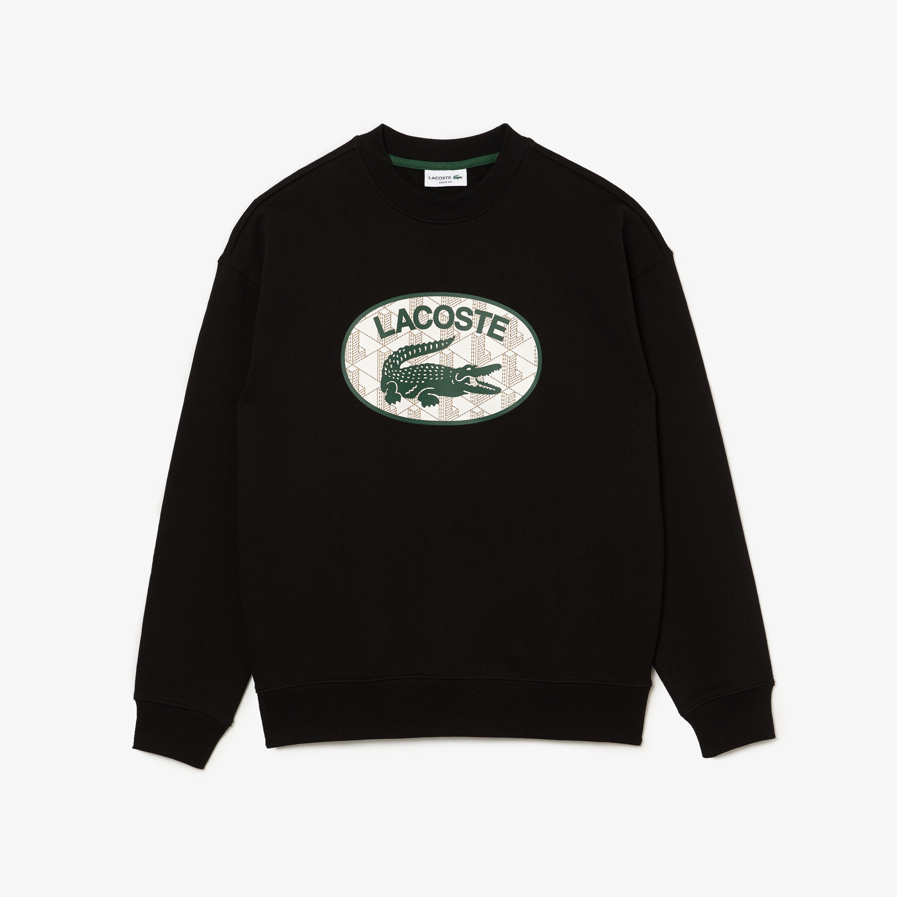 Men's Loose Fit Branded Monogram Print Sweatshirt lacoste men s loose fit branded monogram print sweatshirt