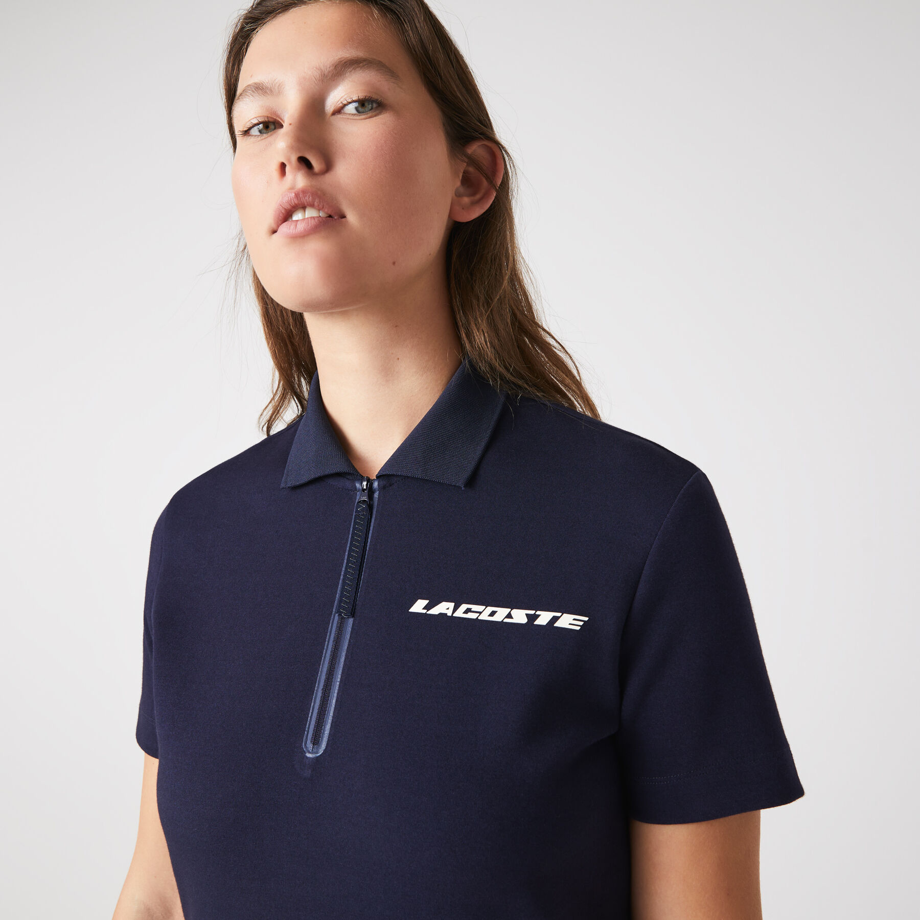 lacoste women s contrast branded two ply jersey polo dress