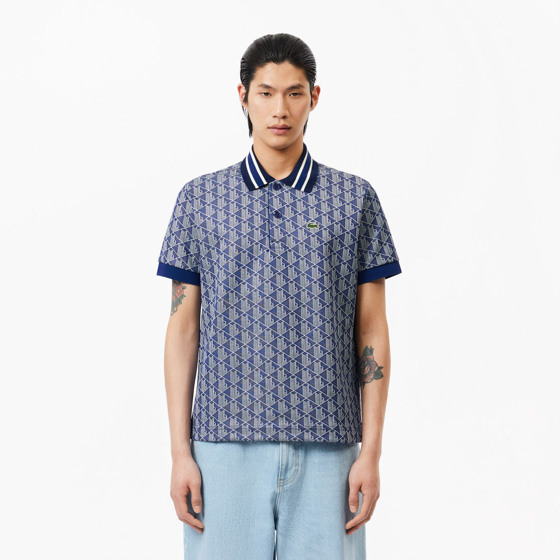 Contrast Collar Monogram Polo Shirt - DH1417-00-QIE