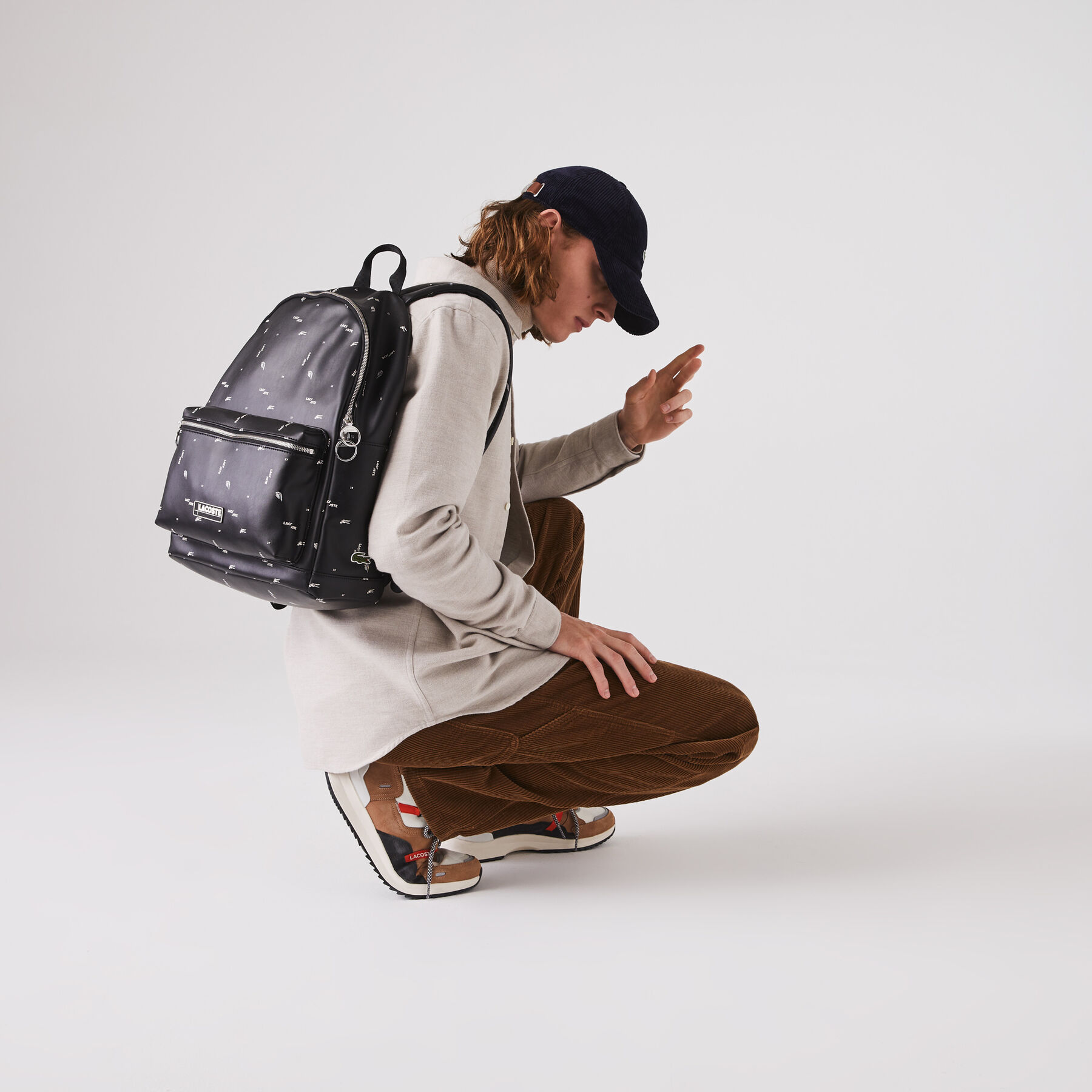 Men's LCST Printed Coated Canvas Backpack lacoste men s lcst printed coated canvas backpack