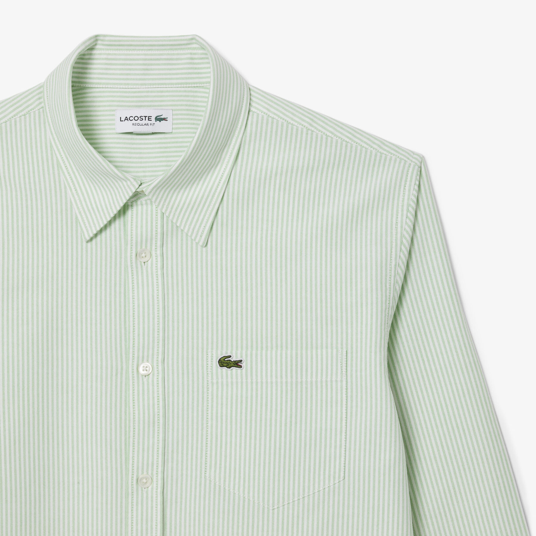 lacoste regular fit striped oxford shirt