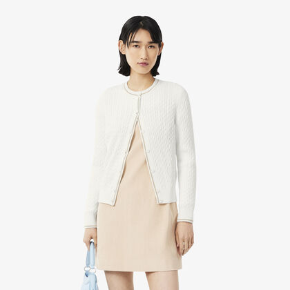 Striped Cable Knit Cardigan