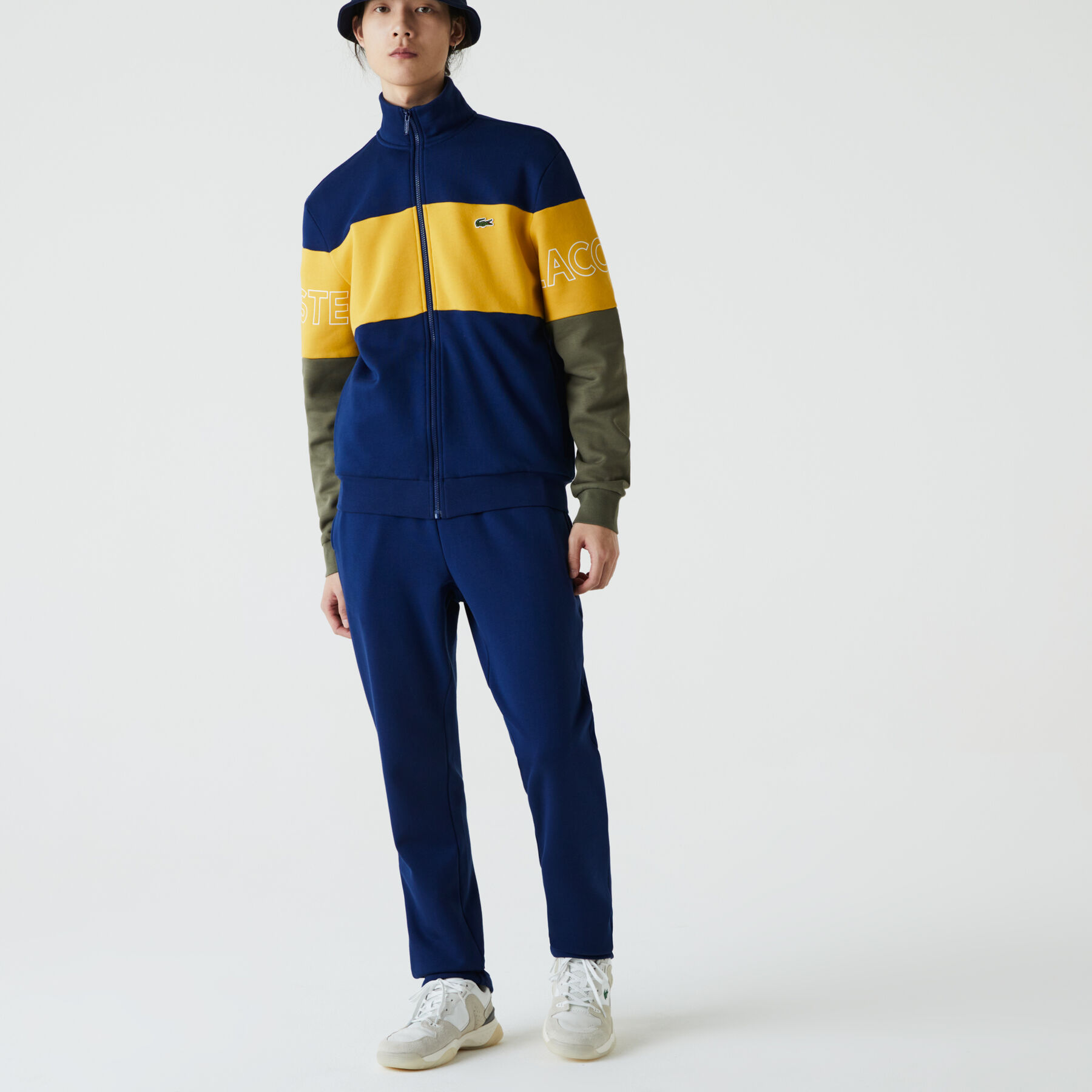 lacoste men s colorblock fleece tracksuit