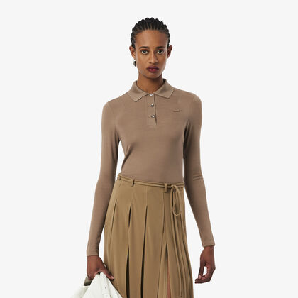 Runway Slim Fit Long Silk Sleeved Polo Shirt