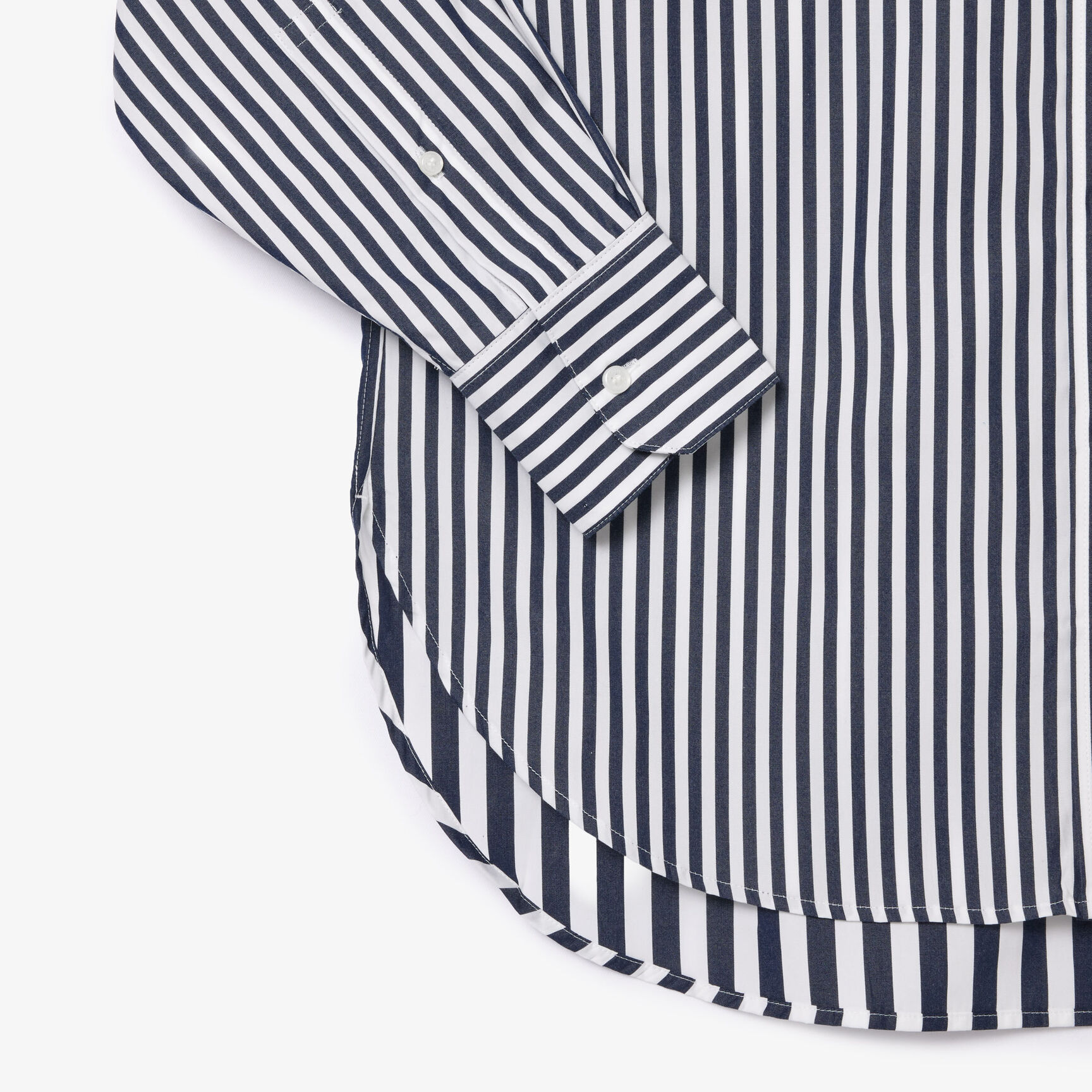 قميص لاكوست بيكيه قطن بياقة فرنسية للنساء Lacoste x Bandier Striped Cotton Poplin Shirt - CF0788-00-525