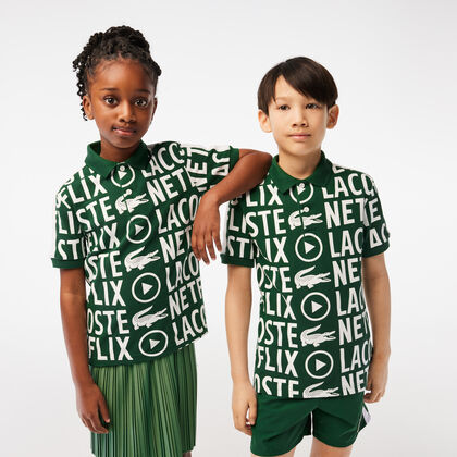 Kids’ Lacoste X Netflix Contrast Print Polo Shirt