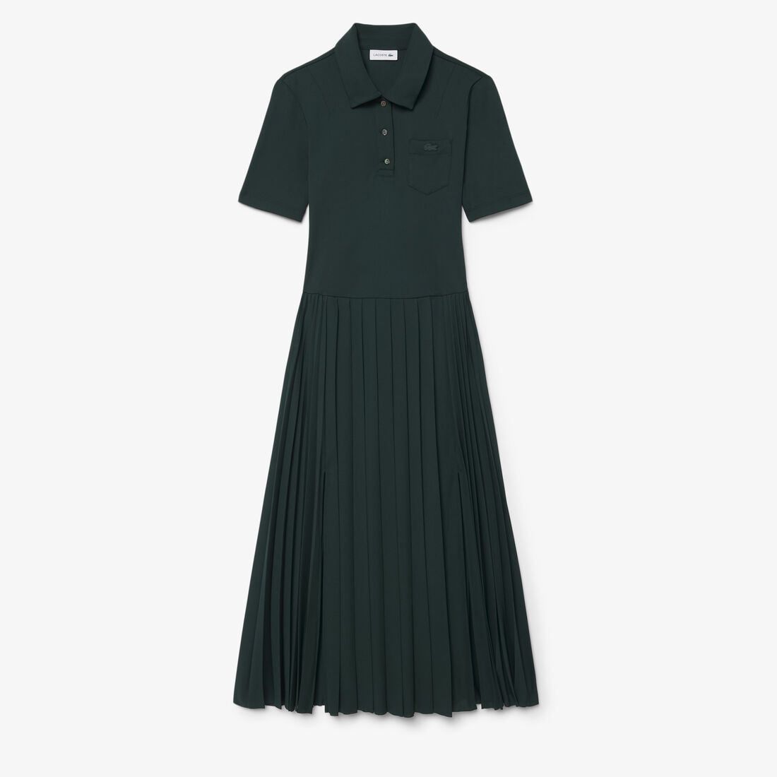 Pleated Fluid Jersey Polo Collar Dress lacoste pleated fluid jersey polo collar dress