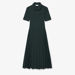 lacoste pleated fluid jersey polo collar dress