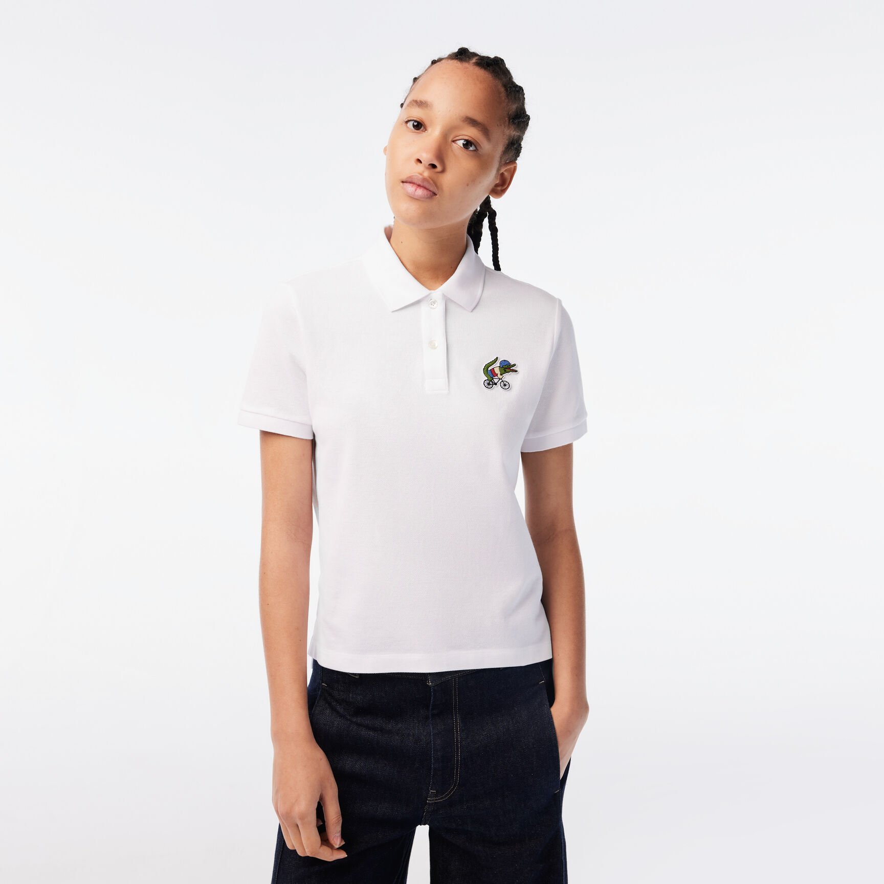 تيشيرت بولو بطبعة تمساح للنساء مجموعة Lacoste x Netflix تيشيرت بولو بطبعة تمساح للنساء مجموعة Lacoste x Netflix