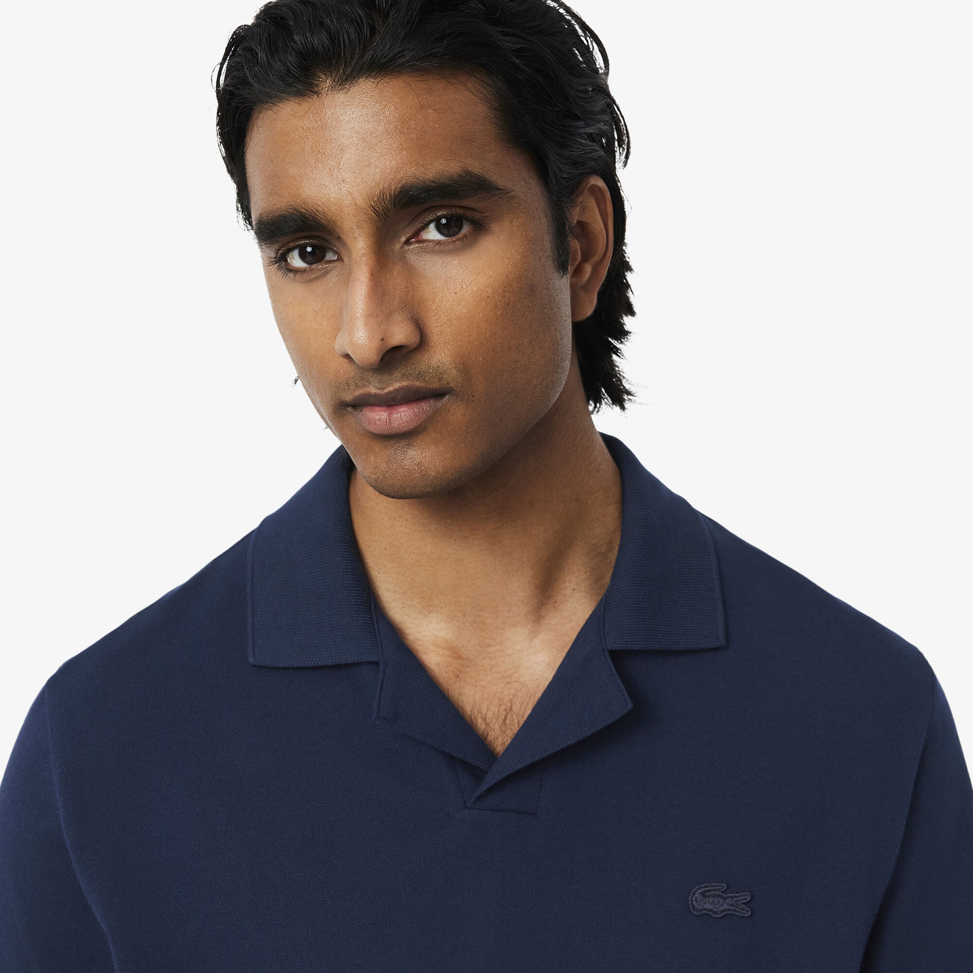 Classic Fit Open Neck Paris Polo Shirt, Navy Blue | LACOSTE UAE