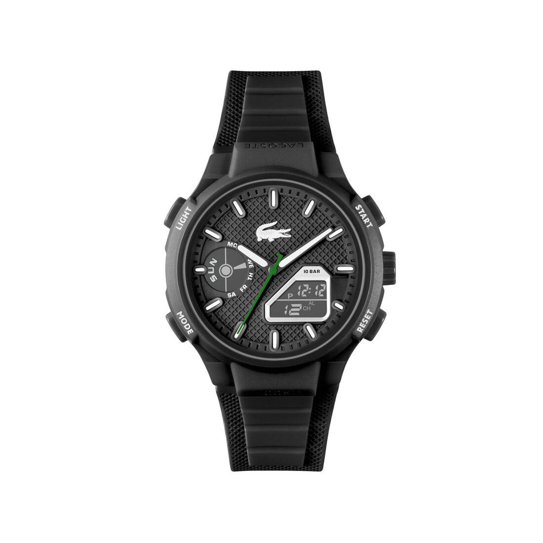Lacoste Round Analog Mens Black Case Watch Men Non-metal Watch - 2011365-BLK