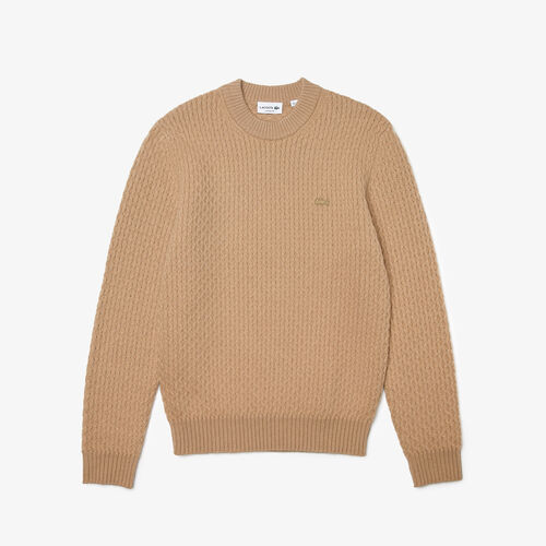Men’s Crew Neck Wool And Cashmere Cable Knit Sweater