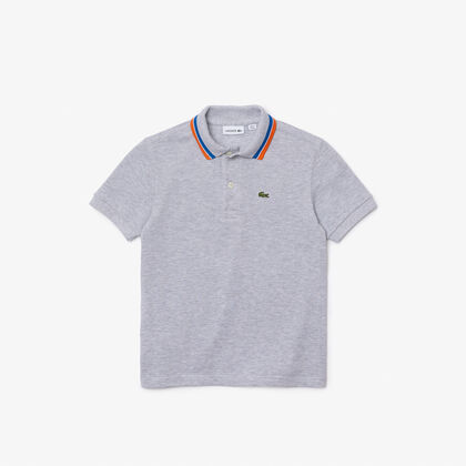 Boys' Lacoste Tricolour Collar Cotton Petit Pique Polo