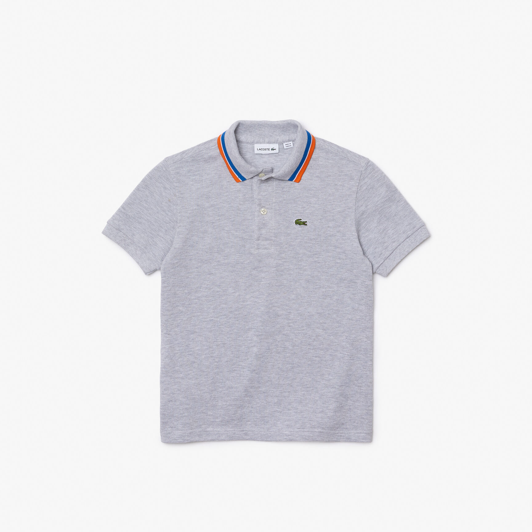 بولو للأولاد من لاكوست ذو ياقة ثلاثية الألوان مصنوع من القطن بيتي بيكيه Boys' Lacoste Tricolour Collar Cotton Petit Piqué Polo - PJ9702-00-W9D
