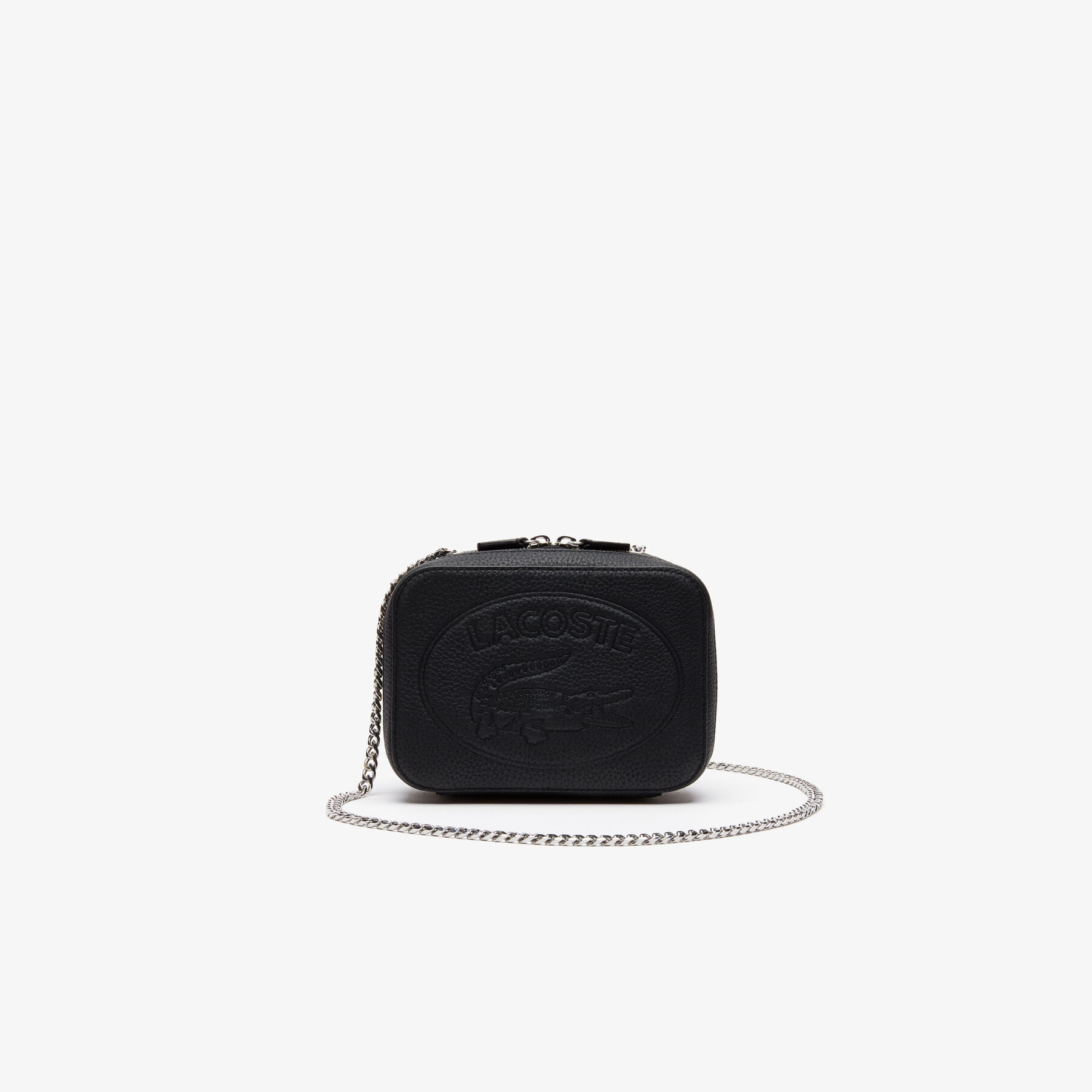 Women's Croco Crew Grained Leather Zip Shoulder Bag lacoste women s croco crew grained leather zip shoulder bag
