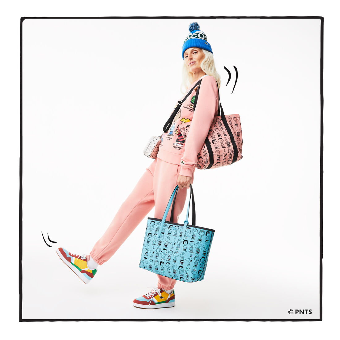 حقيبة تسوق كبيرة للنساء من Lacoste x Peanuts بسحاب