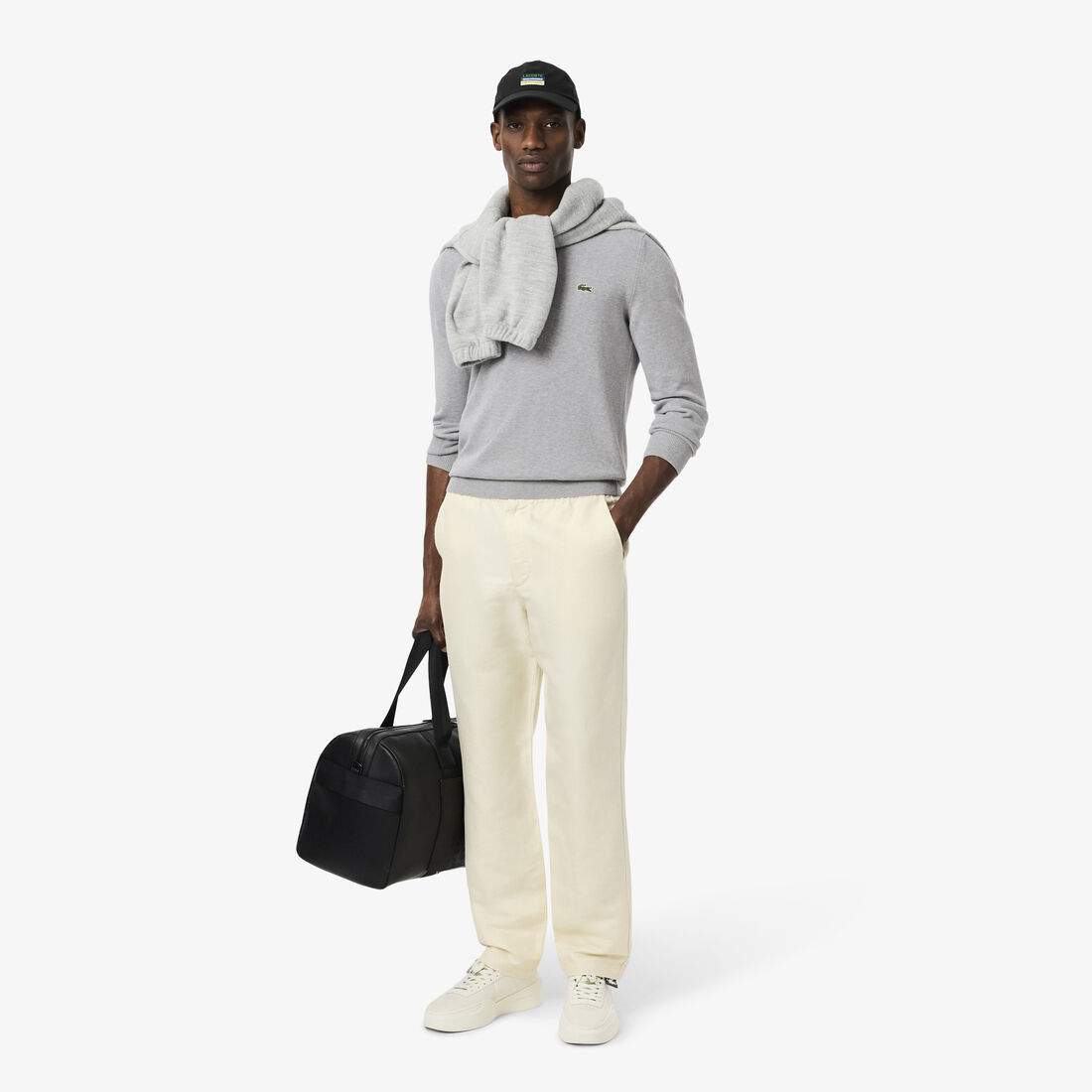 Monochrome Cotton V-neck Sweater Men's V-neck Organic Cotton Sweater - AH1951-00-CCA