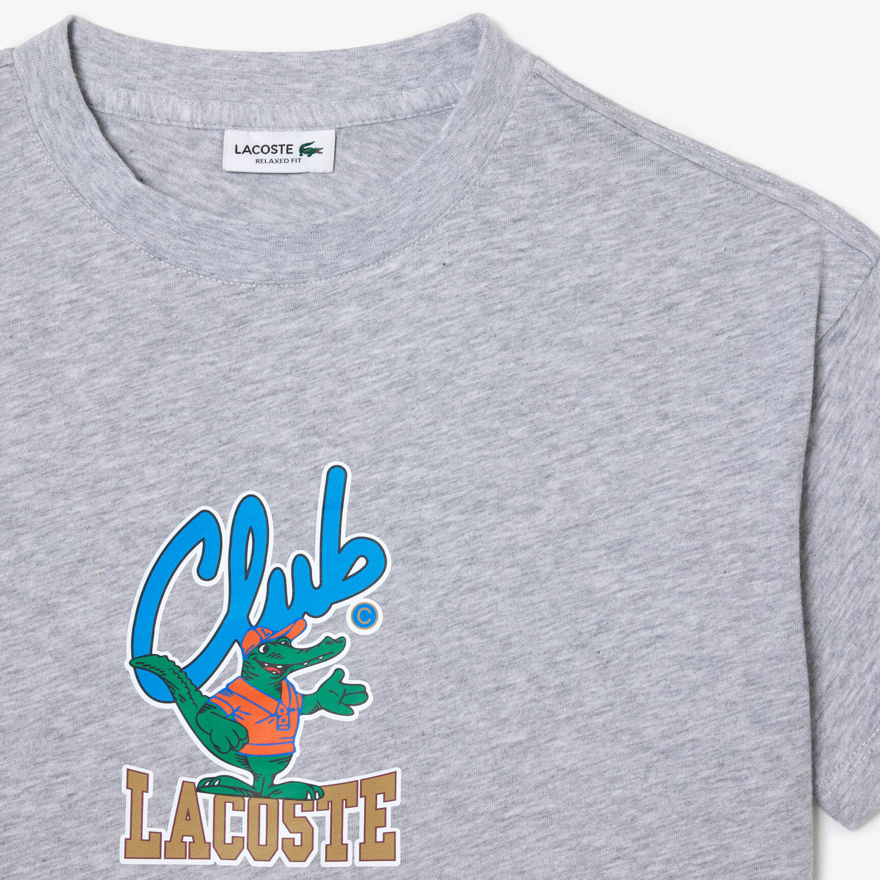 تي شيرت قطن بطبعة مميزة لكلمة Lacoste Mascot Print T-shirt - TJ1204-00-CCA