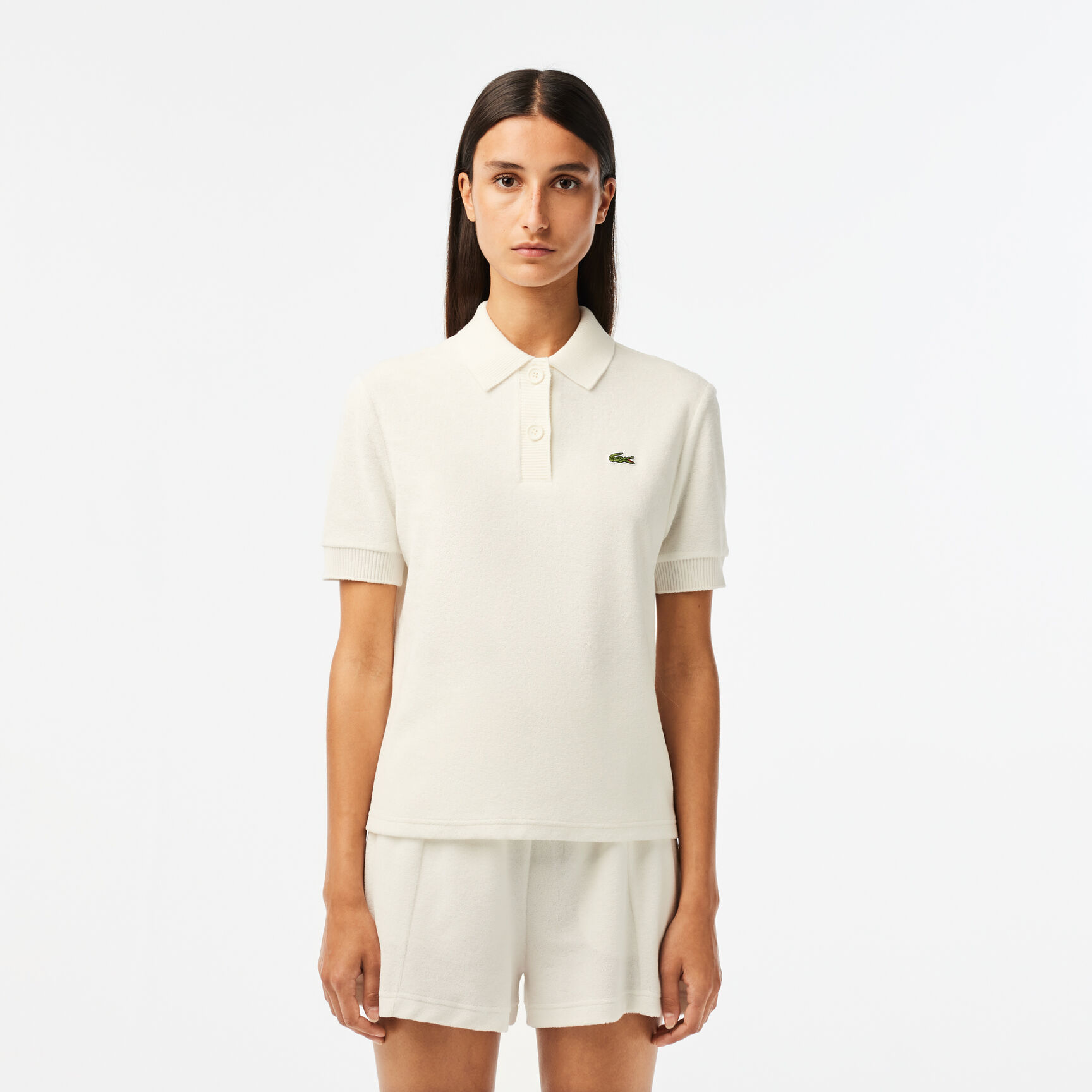 تيشيرت بولو لاكوست قطن تيري عضوي للنساء Women’s Lacoste Organic Cotton Terry Polo Shirt - DF6562-00-70V