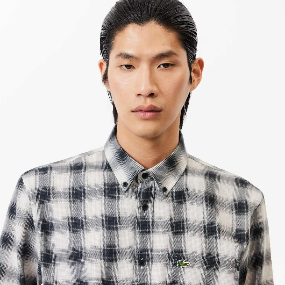 قميص لاكوست قطن تويل بطبعة الكرة الأرضية Cotton/Wool Blend Checked Flannel Shirt - CH1868-00-KBR