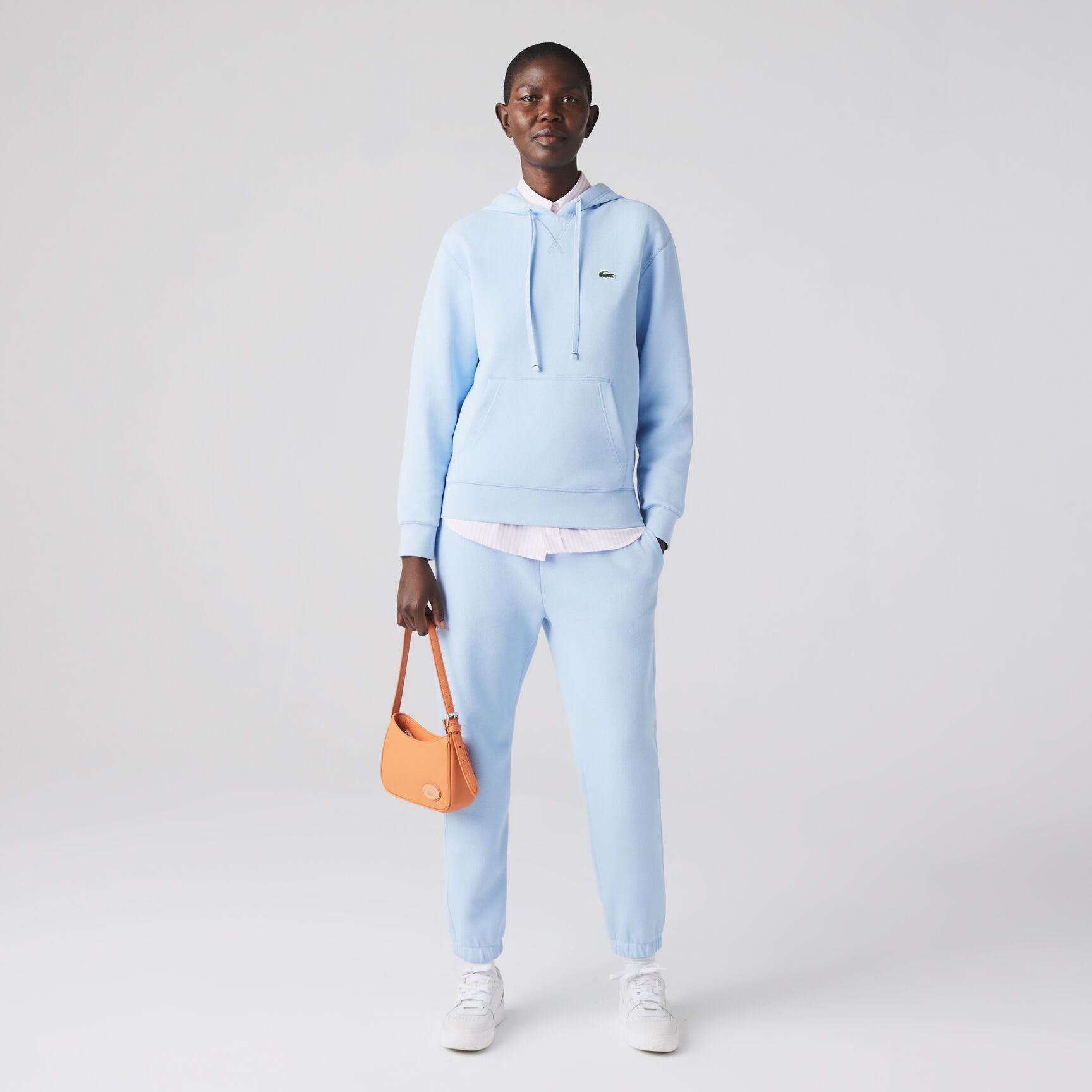 Women's Lacoste Metal Plate Grained Leather Shoulder Bag Women's Lacoste Metal Plate Grained Leather Shoulder Bag