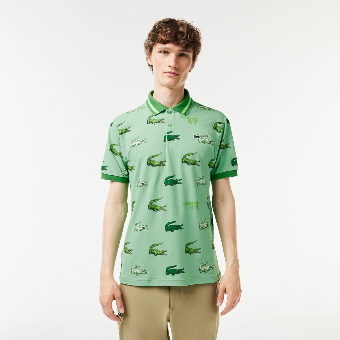 Men s Lacoste Golf Crocodile Print Polo Shirt Green Yellow LACOSTE UAE Men s Lacoste Golf Crocodile Print Polo Shirt Green Yellow LACOSTE UAE