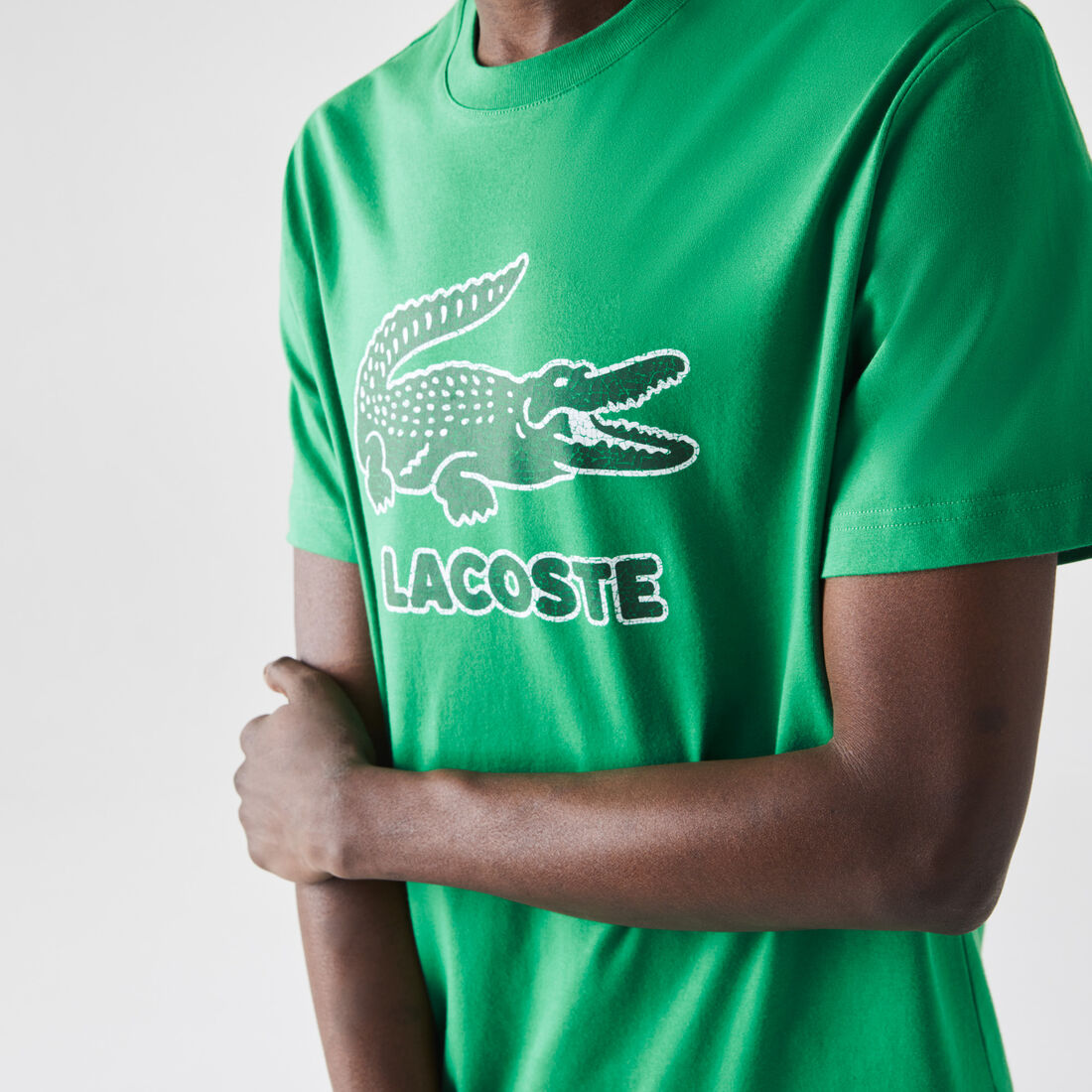 Men’s Crew Neck Crackled Logo Print Cotton T-shirt Men’s Crew Neck Crackled Logo Print Cotton T-shirt