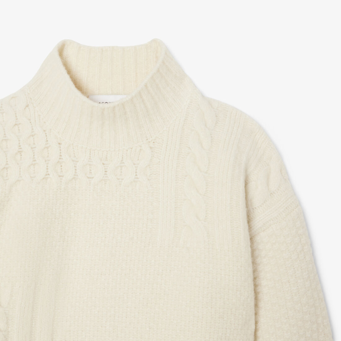 سترة صوفية برقبة عالية بتأثير مرقع Patchwork Effect High Neck Wool Sweater - AF3974-00-XFJ