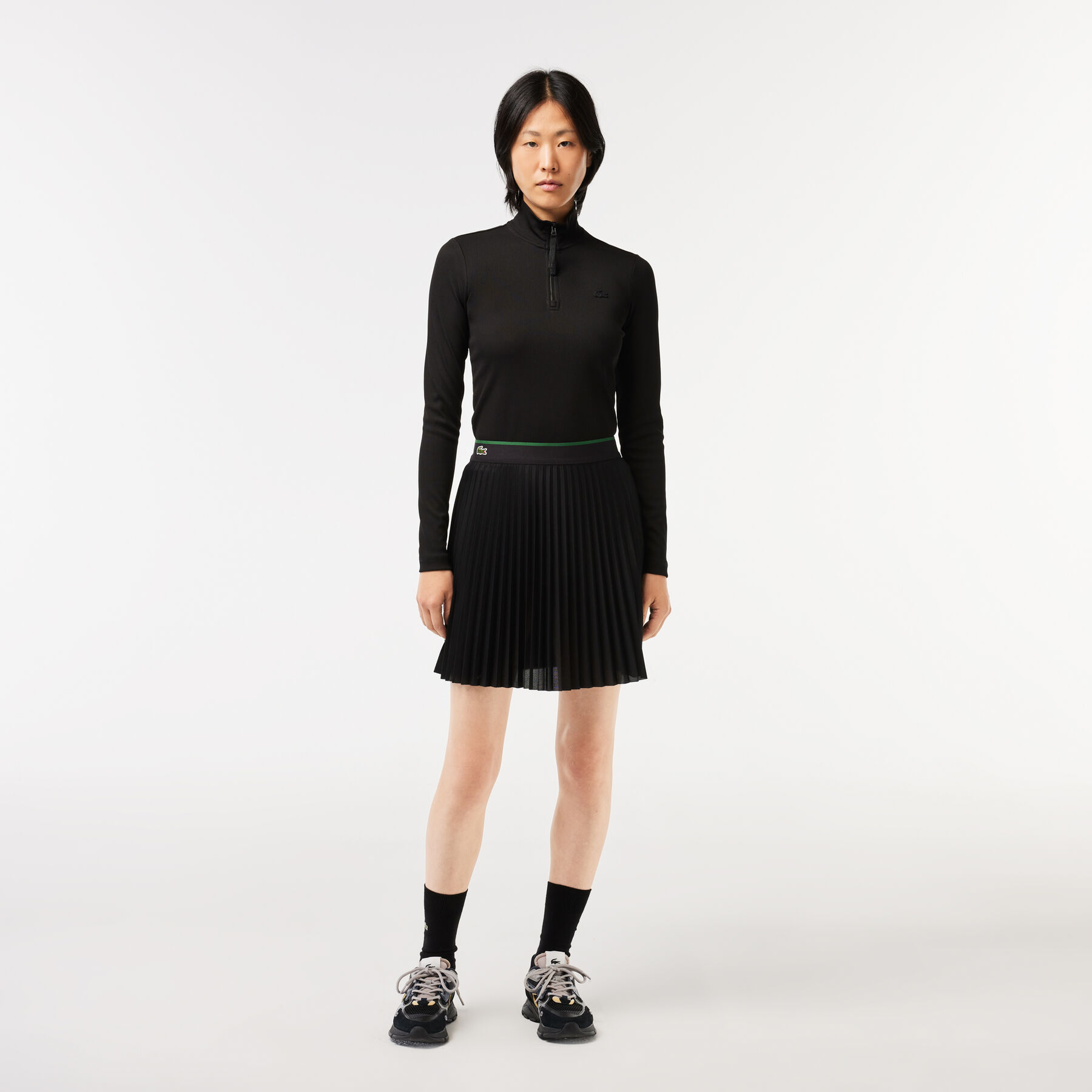 Short Pleated Elastic Waist Skirt lacoste short pleated elastic waist skirt