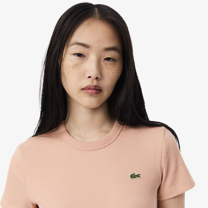 Slim Fit Ribbed Cotton T-shirt