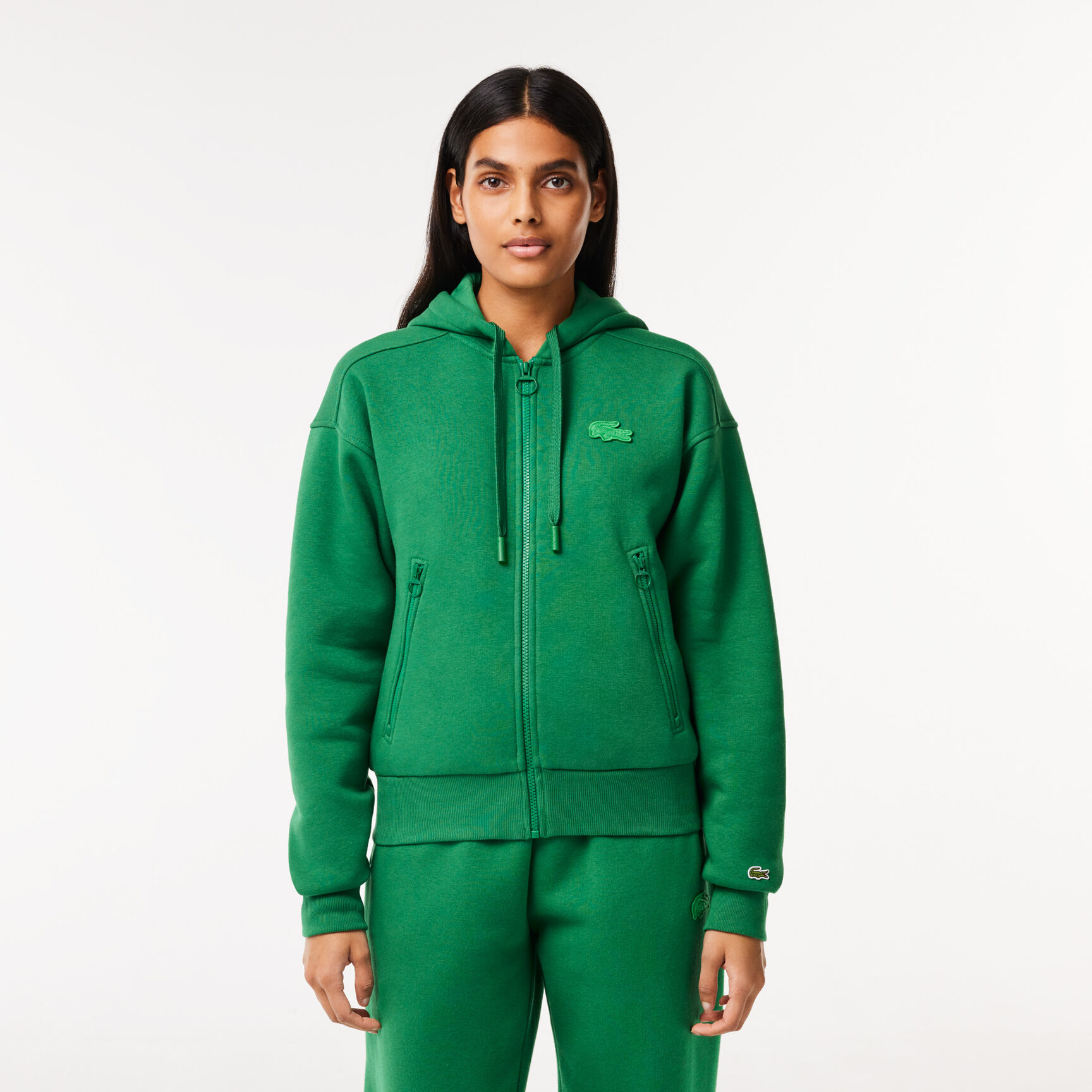سويت شيرت رياضي بياقة بولو ومطرز بكلمة Lacoste Zipped Cotton Jogger Sweatshirt - SF1877-00-CNQ