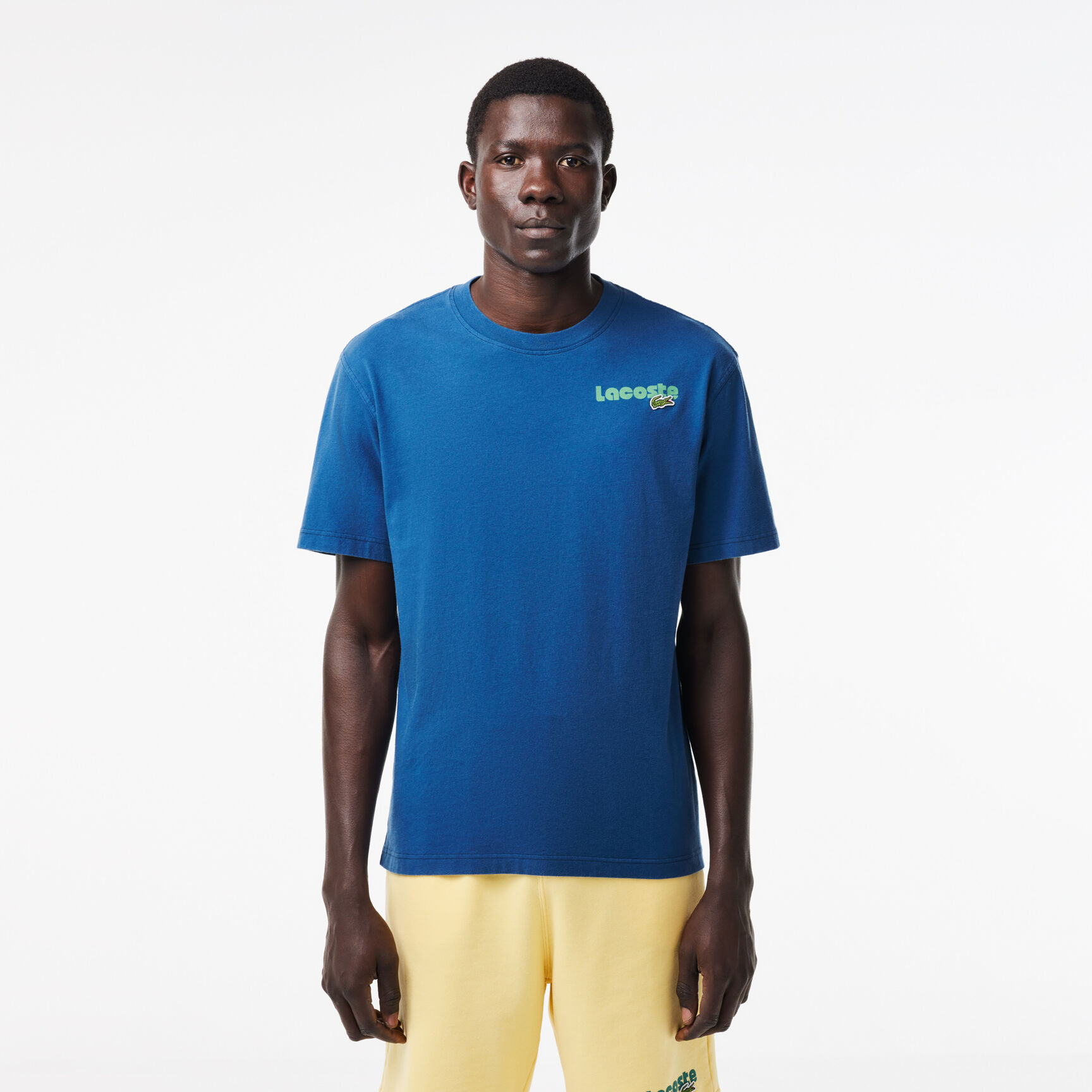 Washed Effect Ombré Lacoste Print T-shirt - TH7544-00-HBM