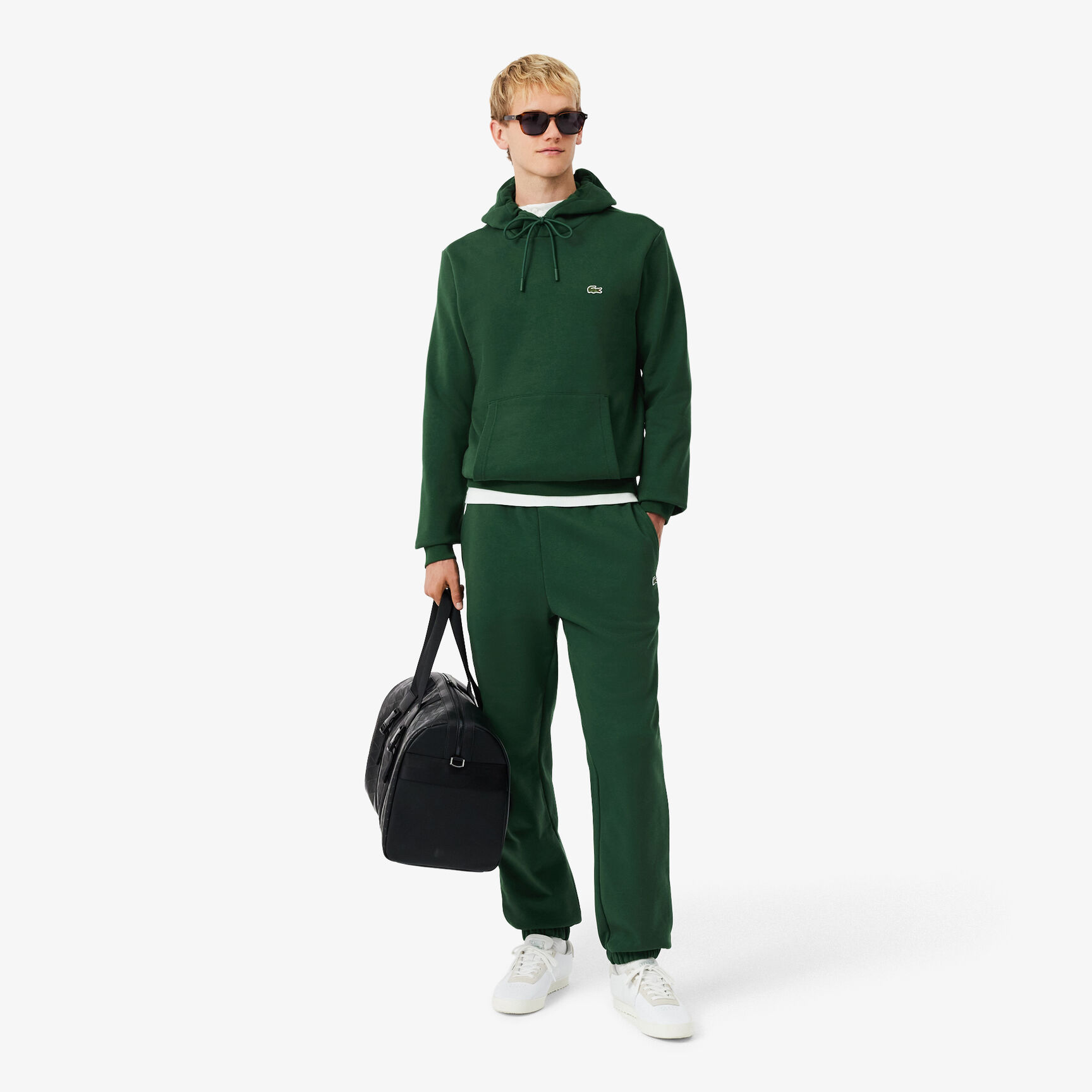 سويت شيرت لاكوست بغطاء رأس قطن عضوي للرجال Fleece Hoodie - SH9623-00-132