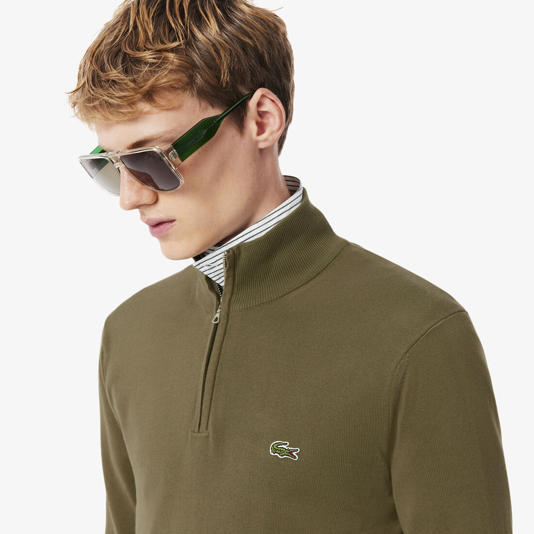 Zipped High Neck Cotton Sweater Zipped High Neck Cotton Sweater - AH1980-00-E9F