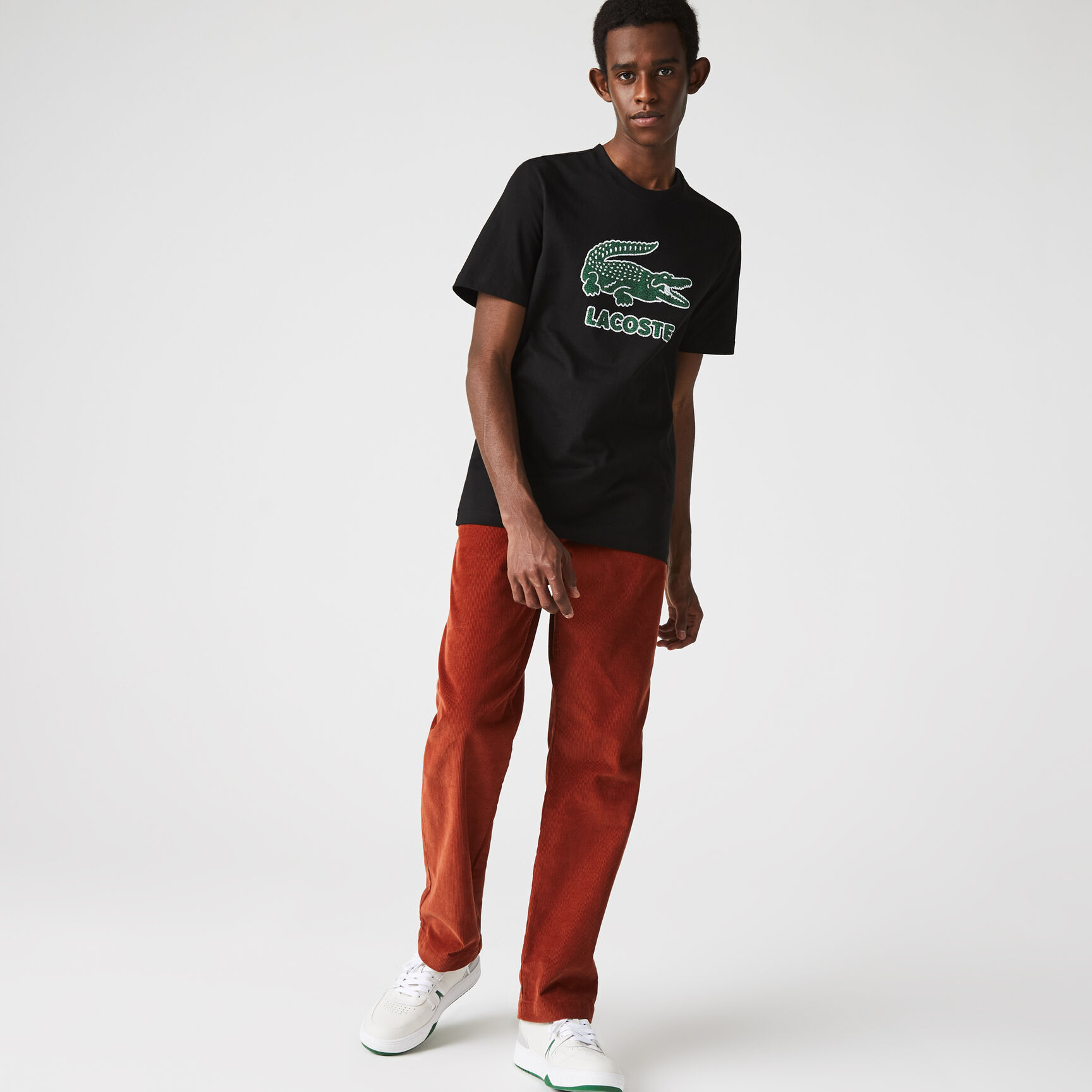 Men&rsquo;s Crew Neck Crackled Logo Print Cotton T-shirt