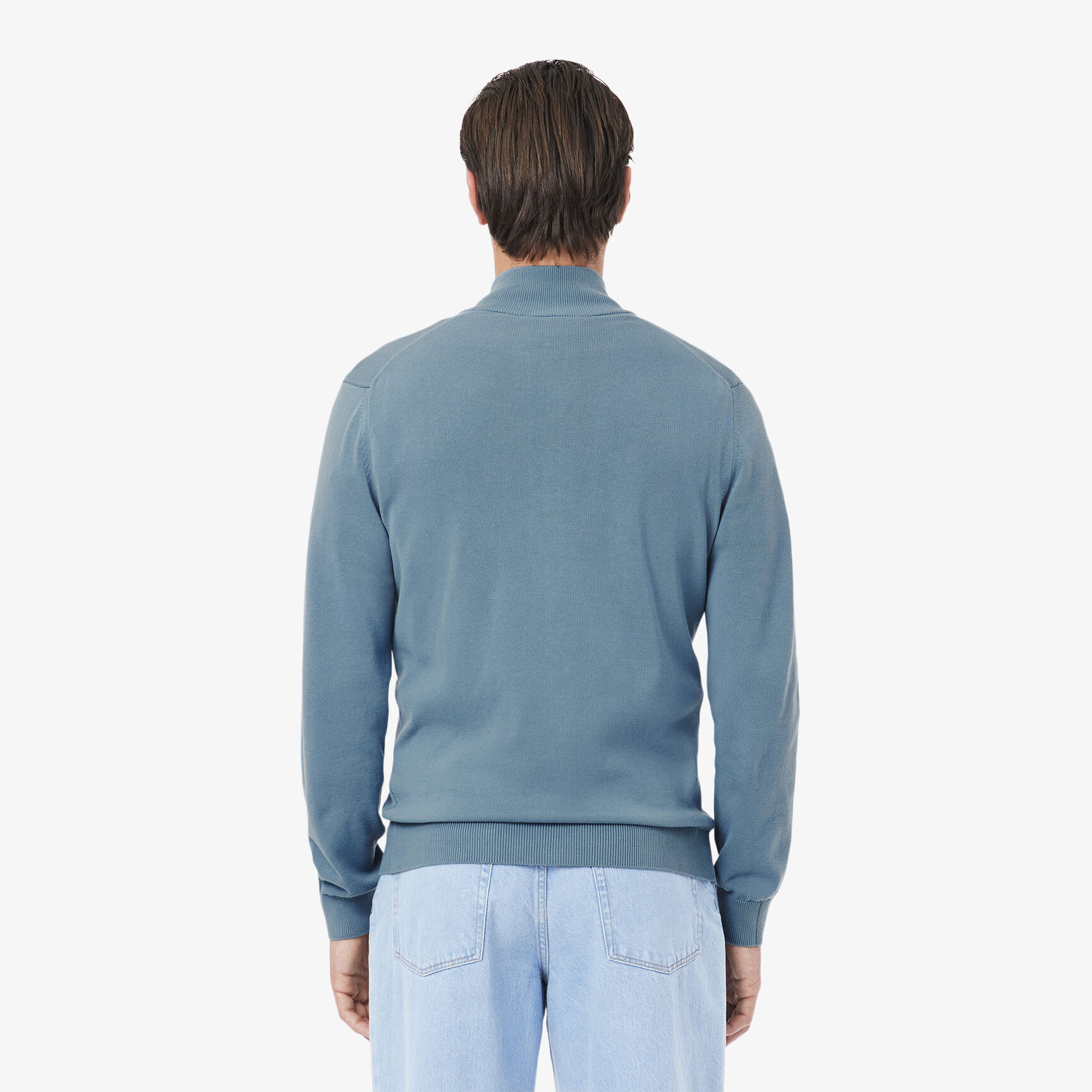 Zipped High Neck Cotton Sweater Zipped High Neck Cotton Sweater - AH1957-00-HD9