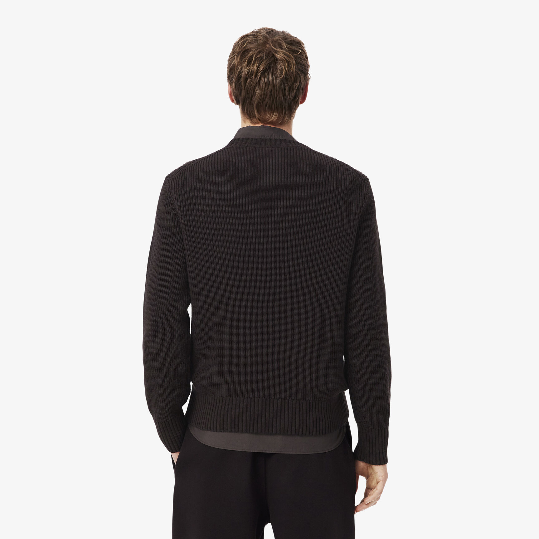 Pearl Rib Knit Badge Accent Sweater - AH0616-00-3LA