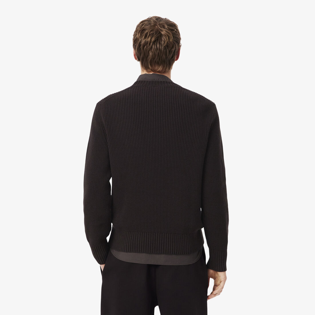 Pearl Rib Knit Badge Accent Sweater Pearl Rib Knit Badge Accent Sweater - AH0616-00-3LA