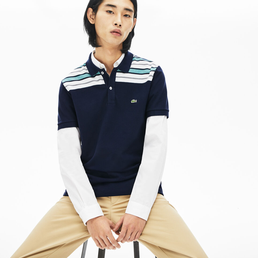 Men's Lacoste Striped Pane Polo Shirt
