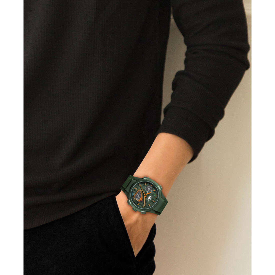 Lacoste Round Analog Mens Khaki Case Watch Men Non-metal Watch - 2011367-KHK