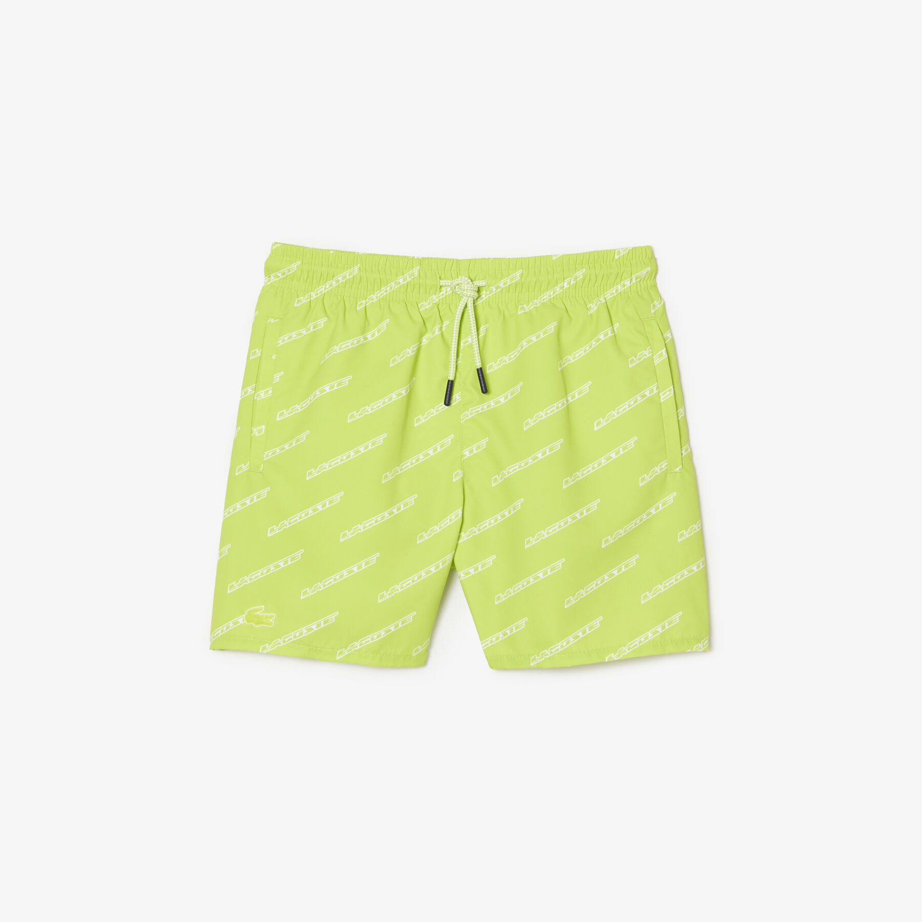 boys  lacoste printed recycled polyester swim trunks