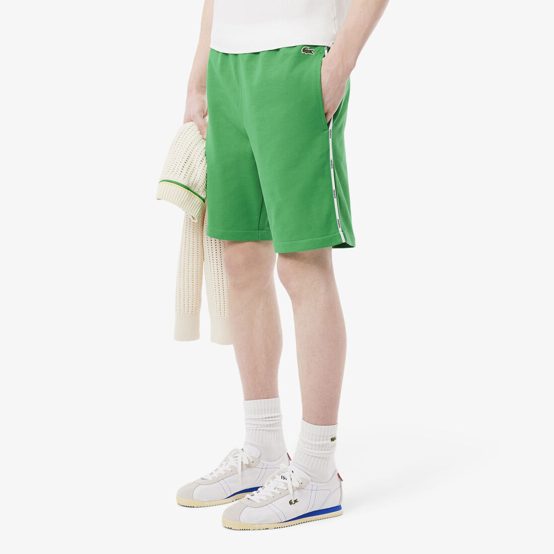 شورت من القطن والصوف بشعار الماركة Logo Trim Cotton Fleece Shorts - GH9896-00-SIW