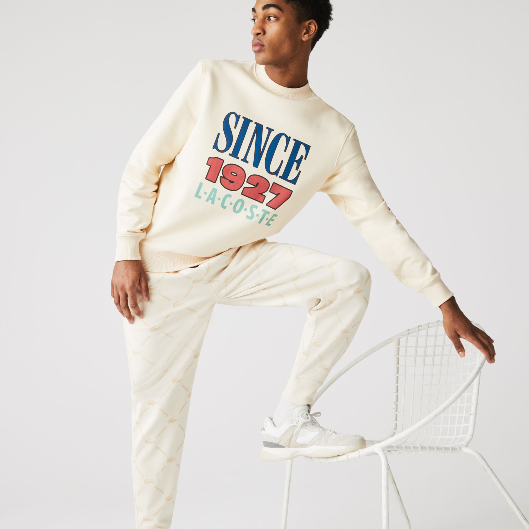 unisex lacoste live print cotton fleece sweatshirt